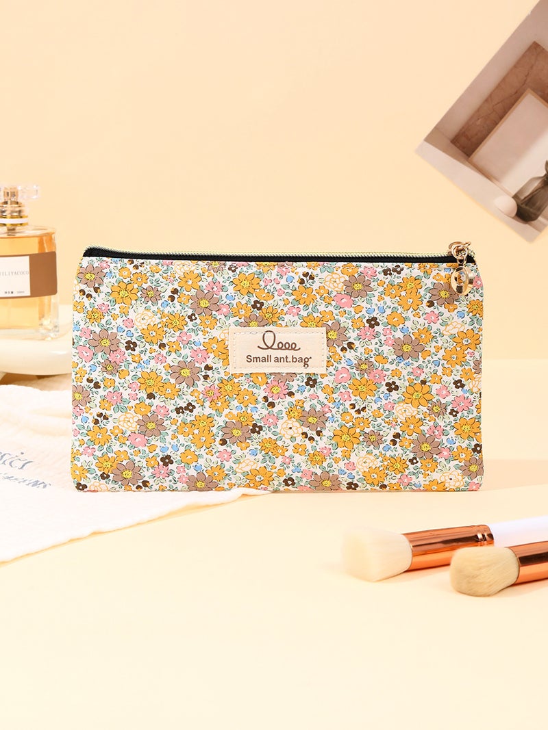 New Style Women'S Floral Cosmetic Bag, Small Fresh Floral Toiletry Bag, Portable Zipper Makeup Storage Bag - Image 1